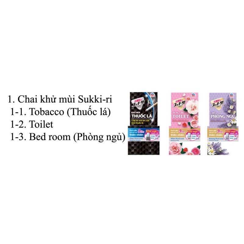 Dung dịch khử mùi Sukkiri ( khử mùi thuốc lá, tollet, phòng ngủ)