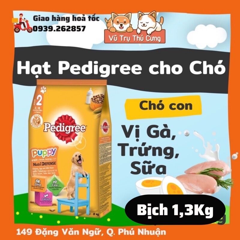 Hạt Pedigree dành cho chó con, vị gà trứng sữa, gói 1,3Kg