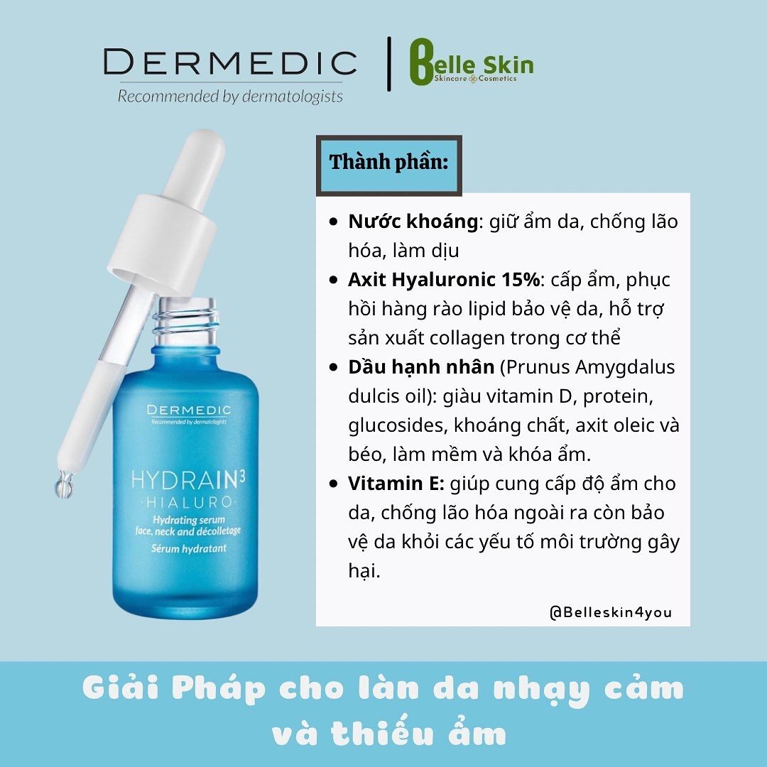 Serum giữ ẩm Dermedic Hydrain3 Hialuro 30ml