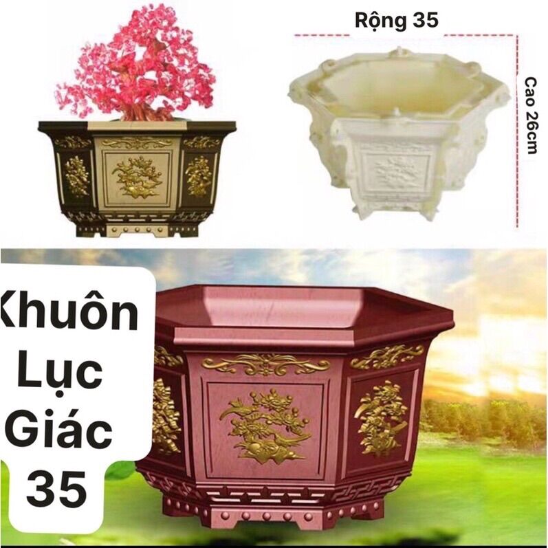 Khuôn đúc chậu lục giác 35 ( khuôn chậu abs có lòng trong )