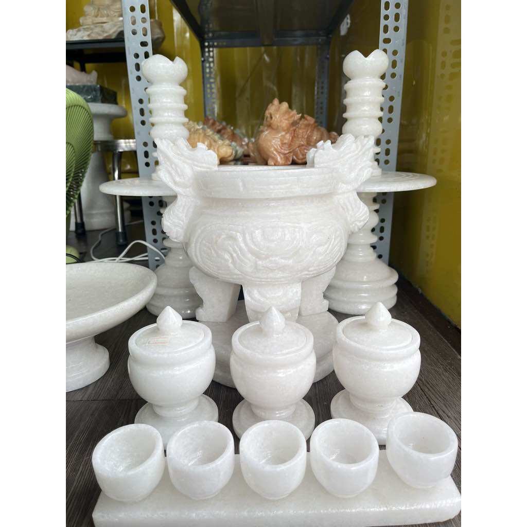 Lư Hương - Đá Cẩm Thạch Trắng
