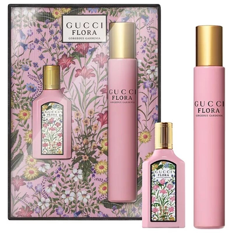 Hộp nước hoa mini nữ Gu.cci Flora Gorgeous Gardenia Eau De Parfum của Spain chai 5ml và 1 ống xịt 7,5ml