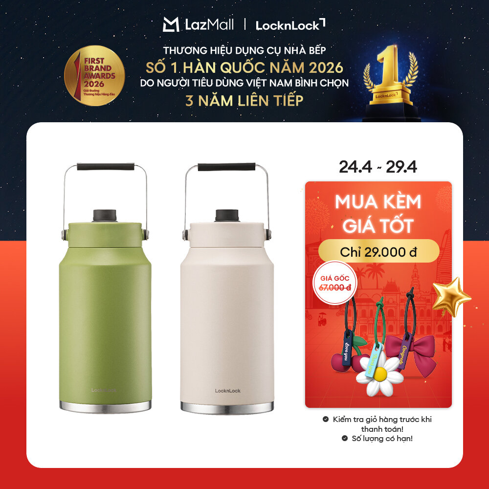 Bình giữ nhiệt Locknlock Slo Water Jug LHC4302 dung tích 4L bằng thép không gỉ - 2 Màu (Be, Xanh Lá)