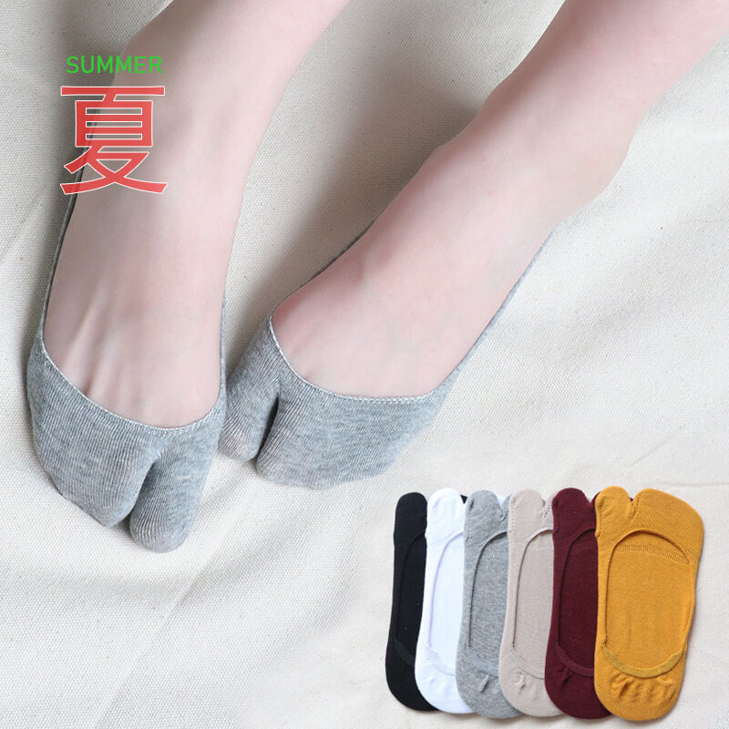 Tất xỏ hai ngón tất xỏ ngón tất xỏ ngón tất nữ miệng nông tất thuyền silicon chống trơn tất cotton tất ngón thấm mồ hôi tất tàng hình