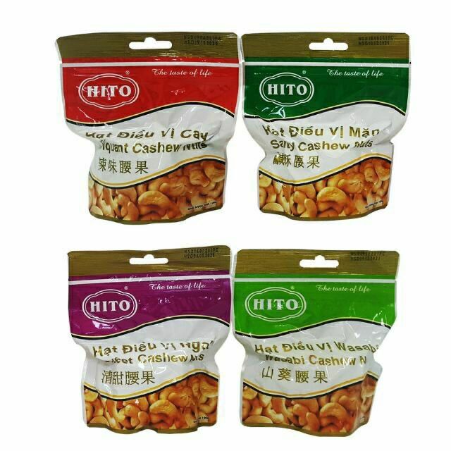 Hạt điều hito - hạt điều yilin thương hiệu nổi tiếng đài loan - hạt điều tẩm vị - hạt điều 4 vị- gói 100g hút chân không