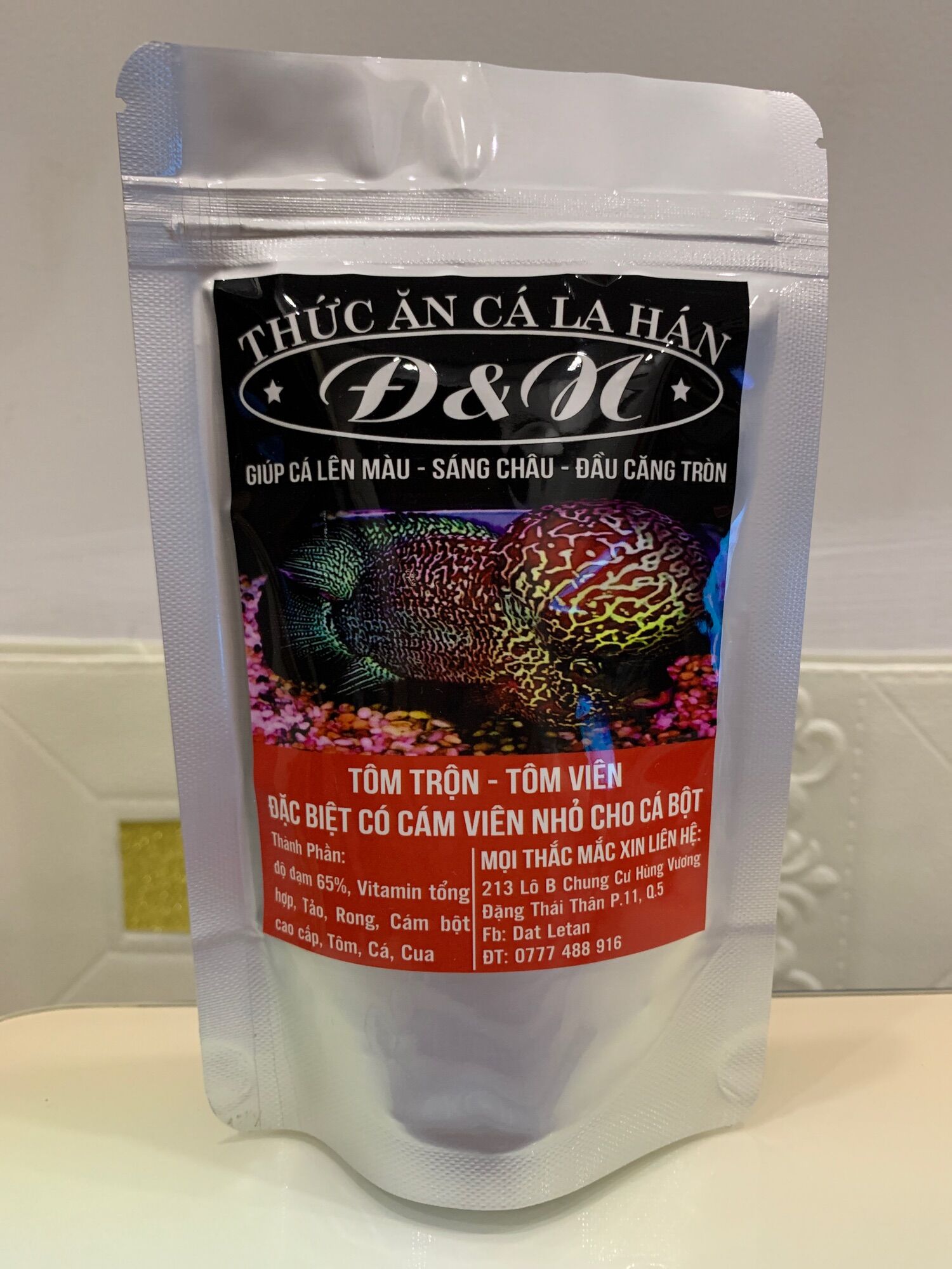 Thức ăn cho cá la hán - cám d&n 100gr - loại cho cá lớn