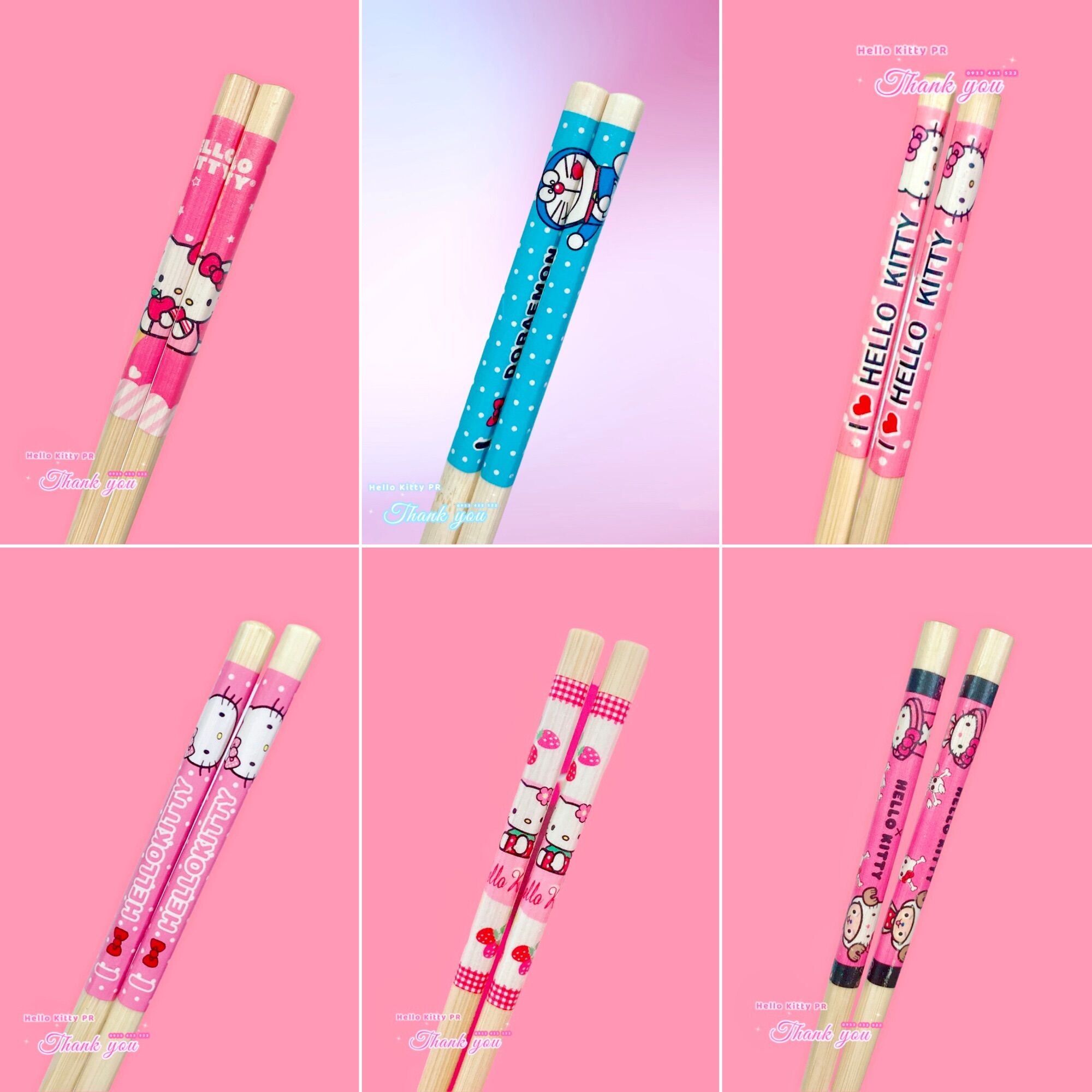 [Freeship MAX] Đũa tre HelloKitty PR - Doremon Doraemon