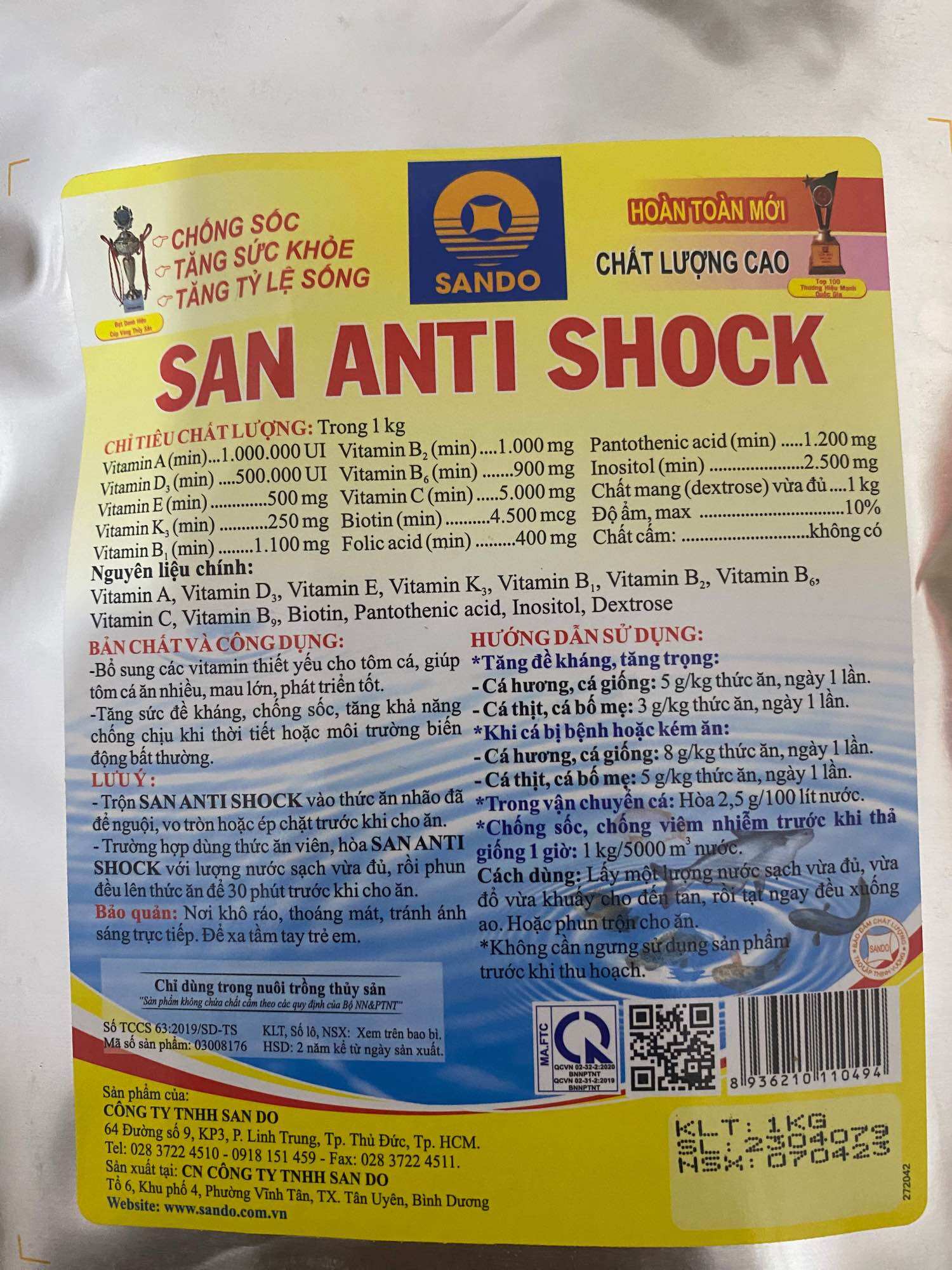 San Anti Shock chống sốc cho cá lươn ếch cá cảnh
