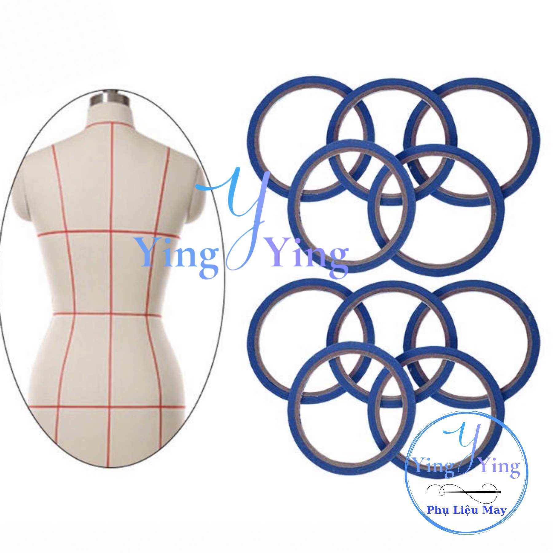 Bịch 2 cuộn Băng Dính Định vị Dressform, Băng dính manocanh draping 3D