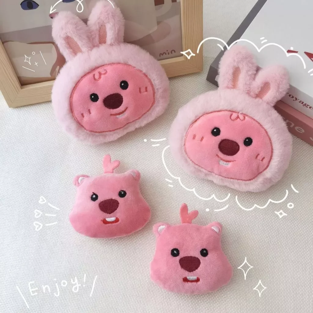 Móc khóa hải ly loopy màu hồng cute dễ thương có kèm chuông