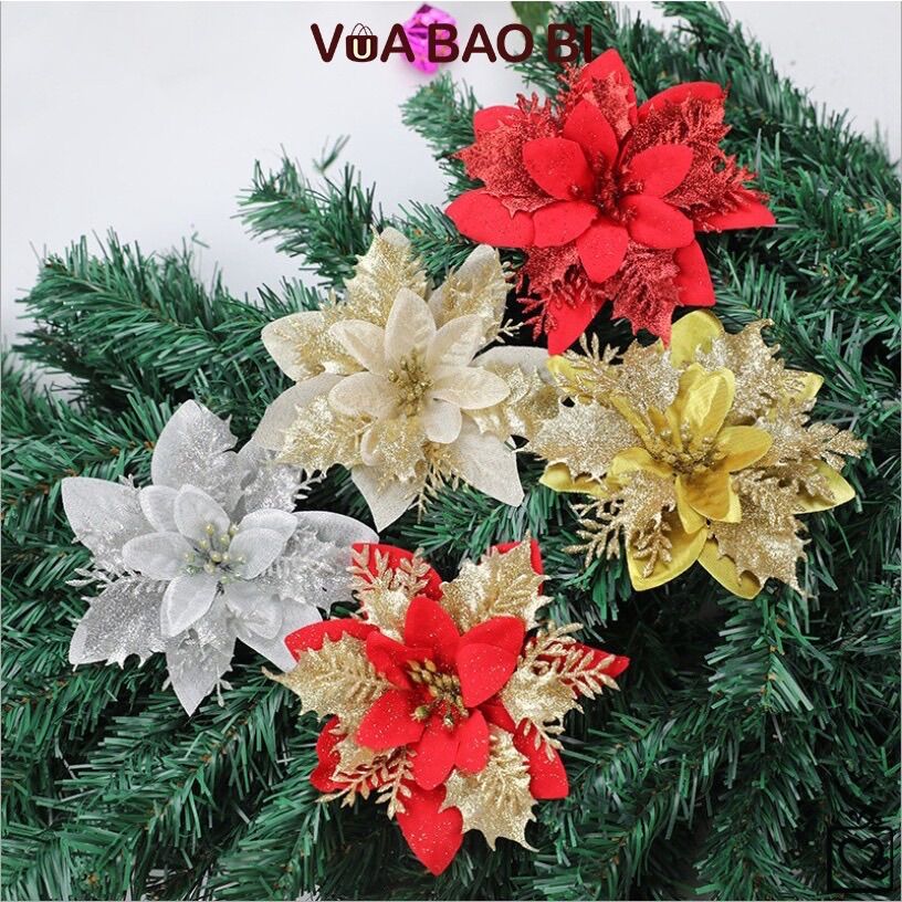 Sét 3 bông kim tuyến nhũ 14cm