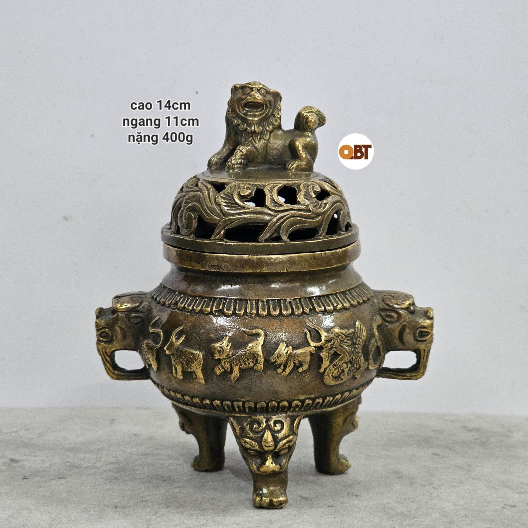 Xông trầm 12 con giáp bằng đồng