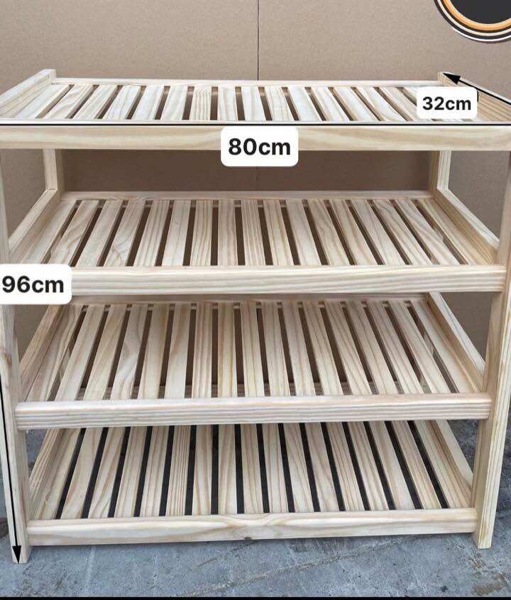 Kệ dép gỗ thông trắng (ngang 80cm sâu 32cm) nhiều tầng