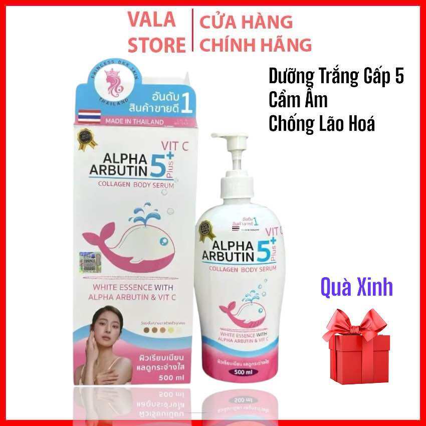 [Chuẩn Thái] Sữa dưỡng thể trắng da Alpha Arbutin 5 Plus vit c Collagen Princess BKK Skin 500ml