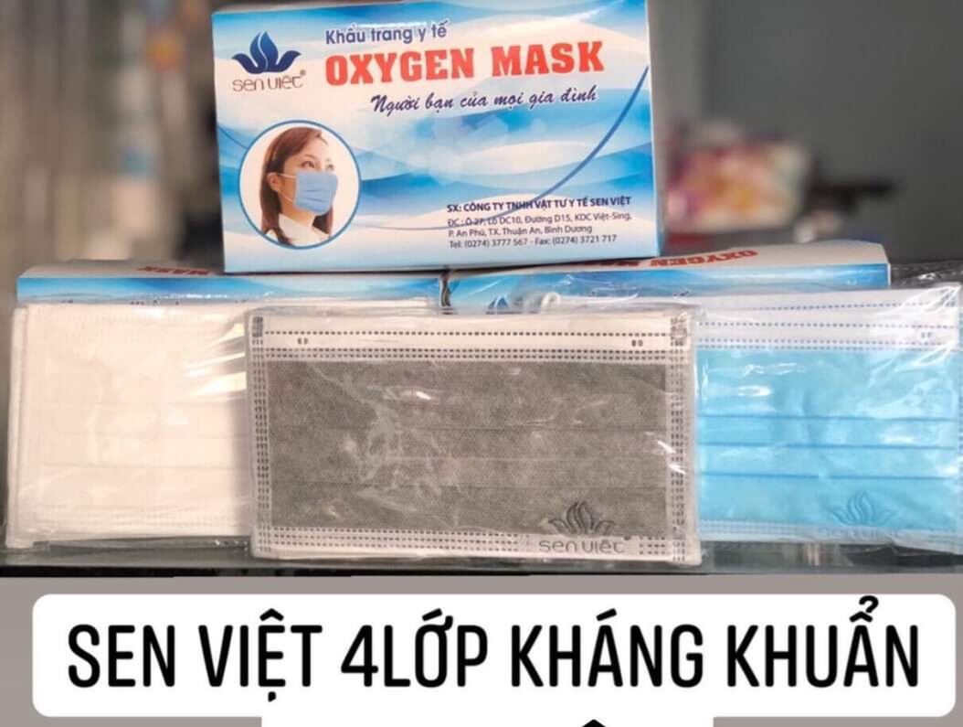 Hộp 50 cái khẩu trang y tế 4 lớp kháng khuẩn chính hãng sen việt