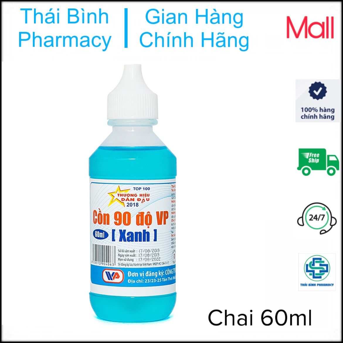 Cồn 90 độ - chai 60ml