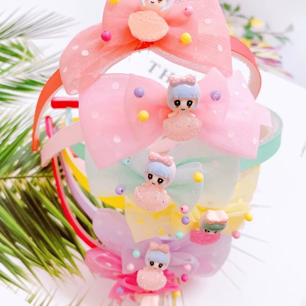 Bờm tóc cài tóc hình nơ sắc màu xinh xắn cho bé gái