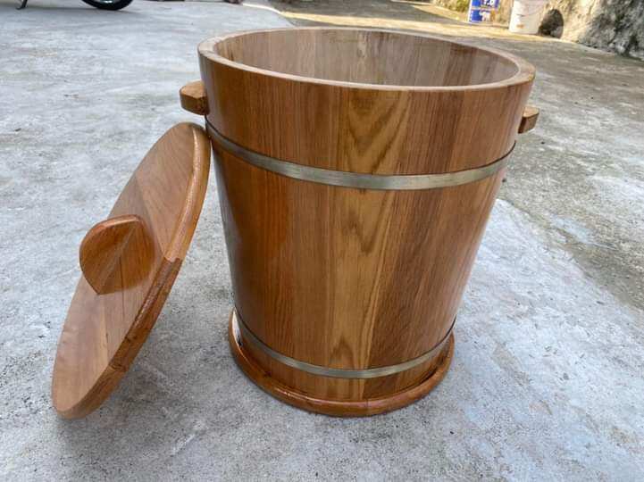 thùng đựng gạo bằng gỗ sồi loại 10kg