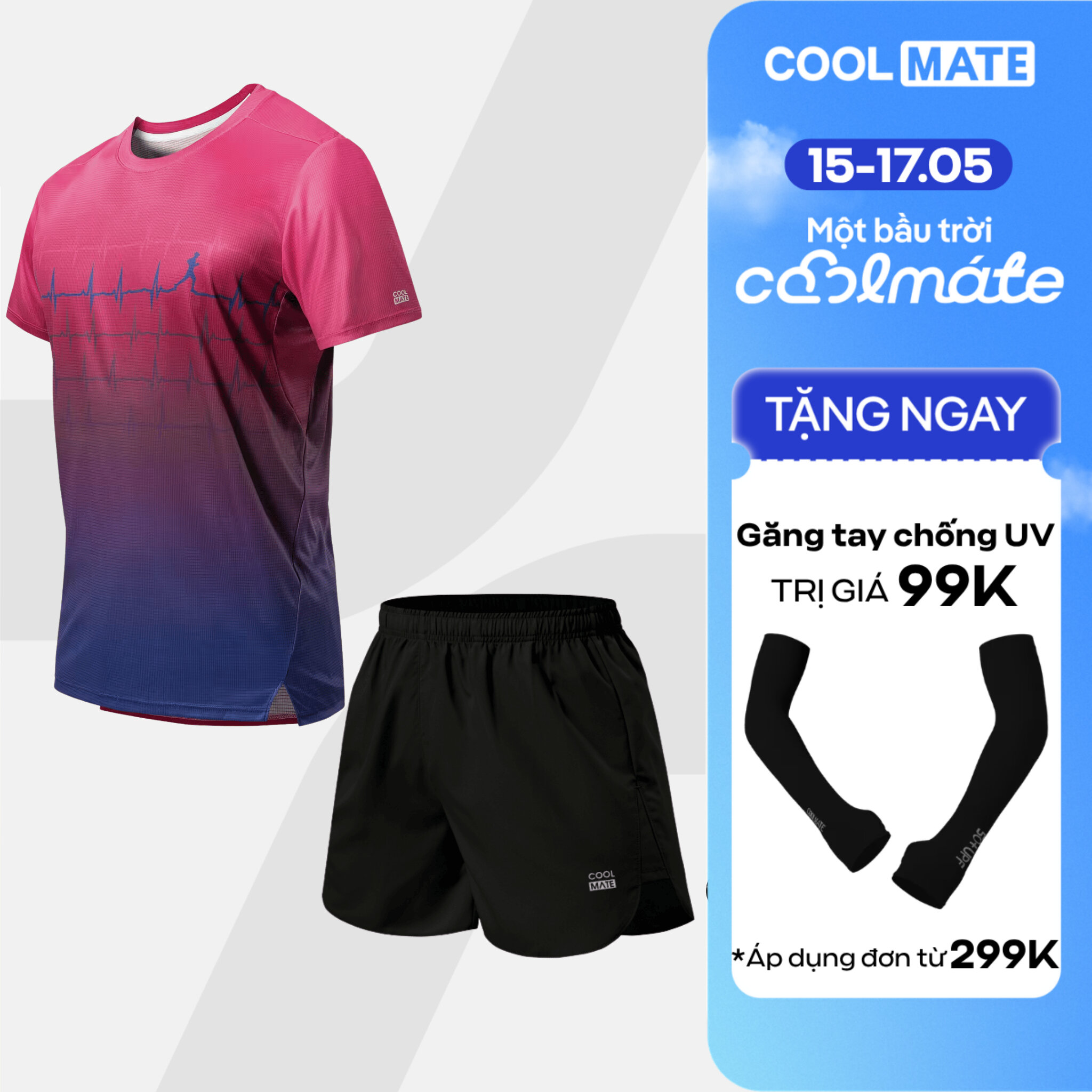 [TẶNG QUÀ ĐƠN TỪ 299K]Set đồ chạy bộ Áo Thun Nam thể thao Graphic và Quần short Maxcool thoáng khí, thoải mái Coolmate