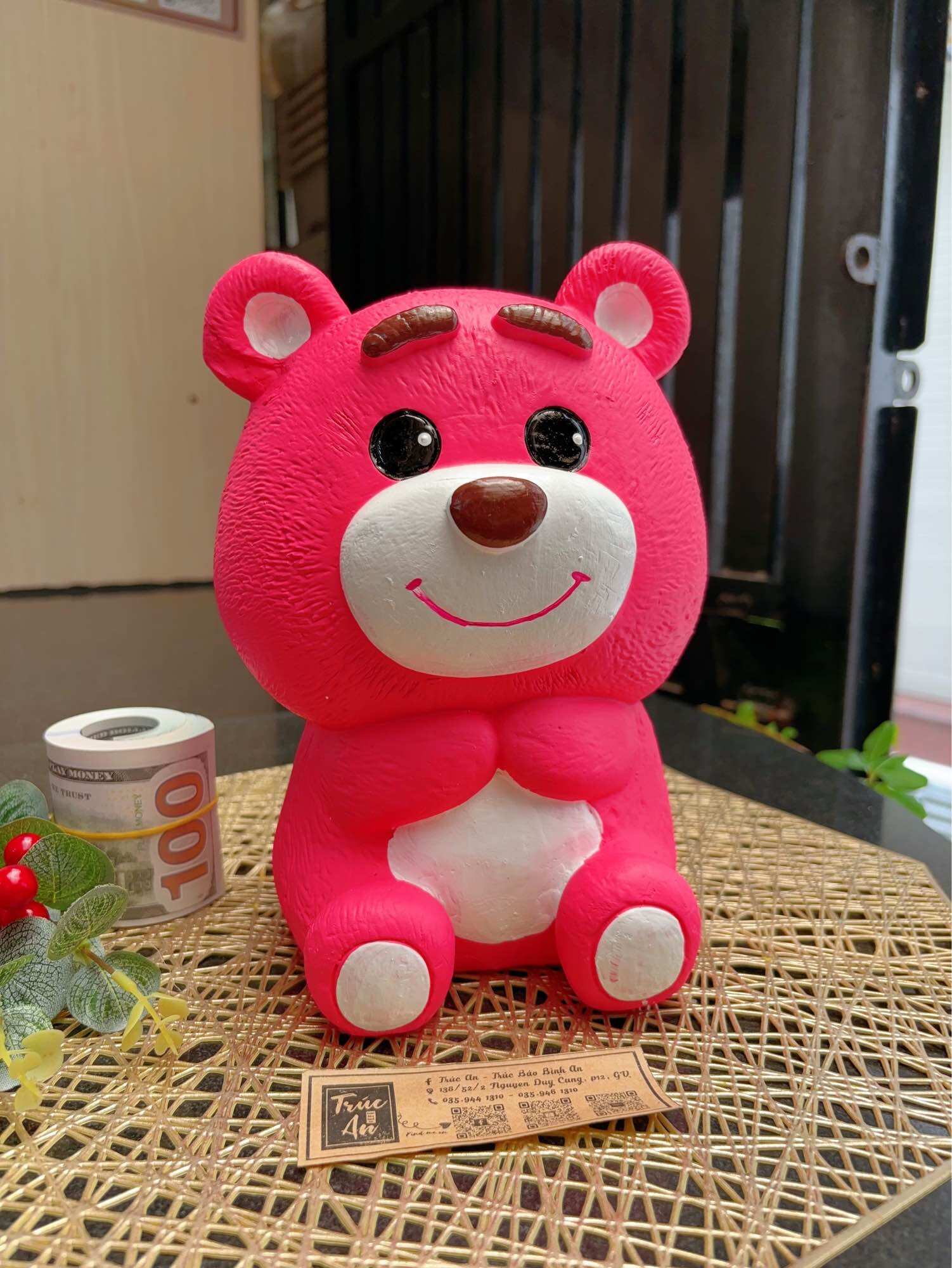 🧸 Heo đất thạch cao Gấu Dâu Lotso, sản phẩm handmade 100%
