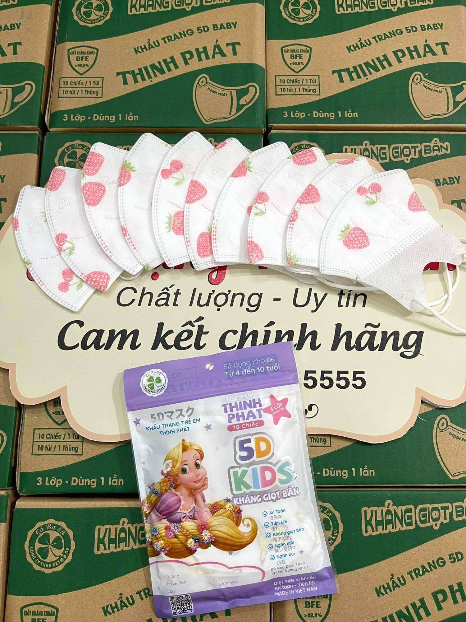 Túi 10 cái khẩu trang trẻ em 5D Thịnh Phát