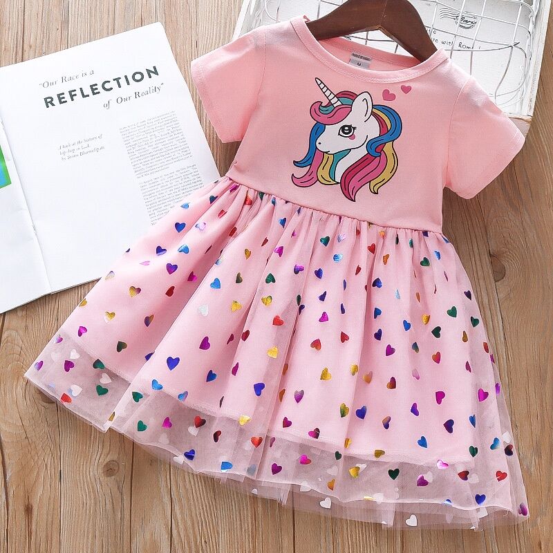 Váy Đầm pony cho Bé Gái đầm bé gái dự tiệc ngựa Pony cho bé gái Cao Cấp kỳ lân cầu vồng kim sa nổi b