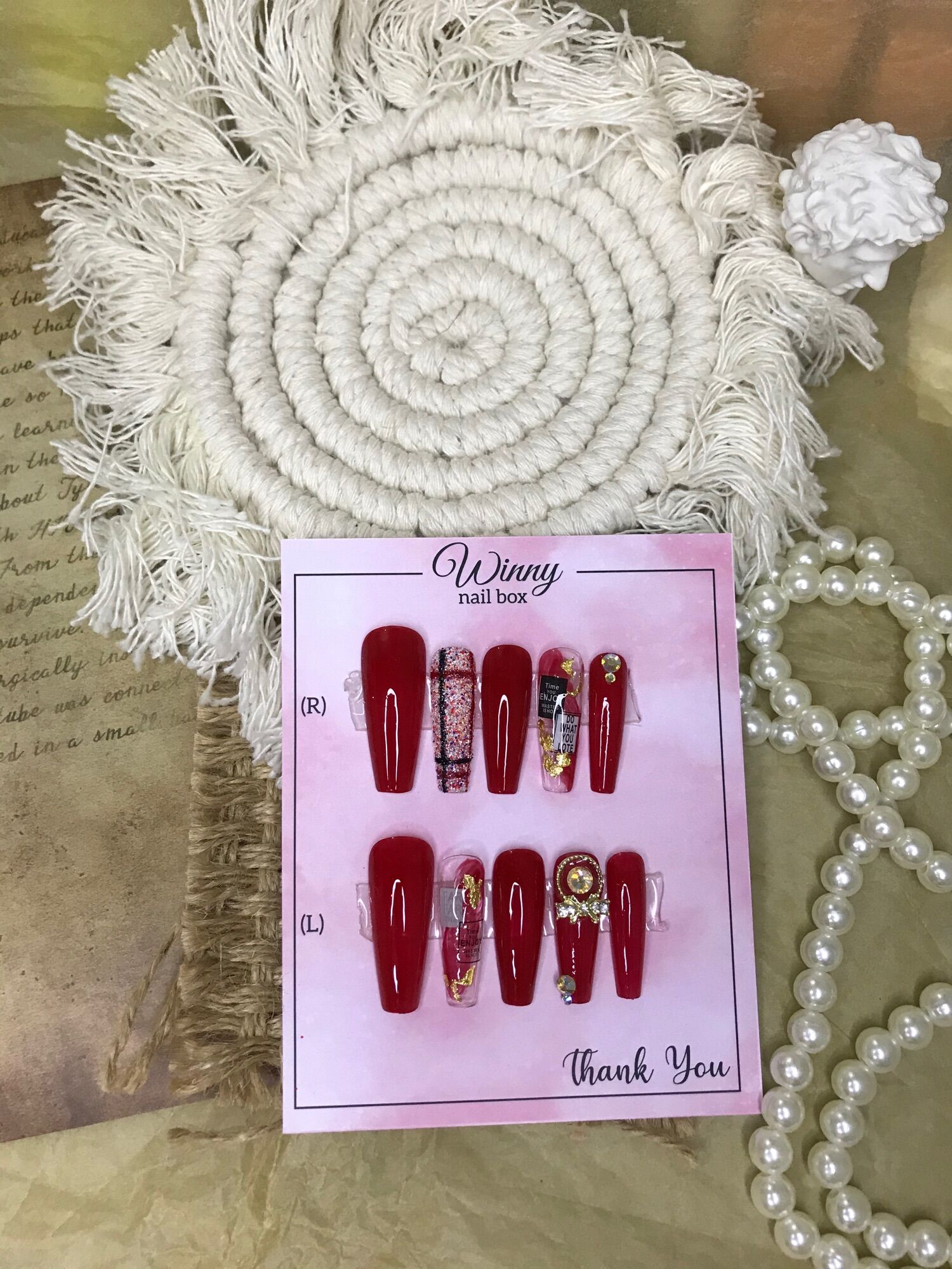 Nailbox móng up móng giả đỏ Tết