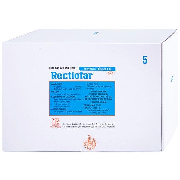 Dung Dịch Rectiofar 5Ml Pharmedic Bơm Trực Tràng cho người bị Táo Bón
