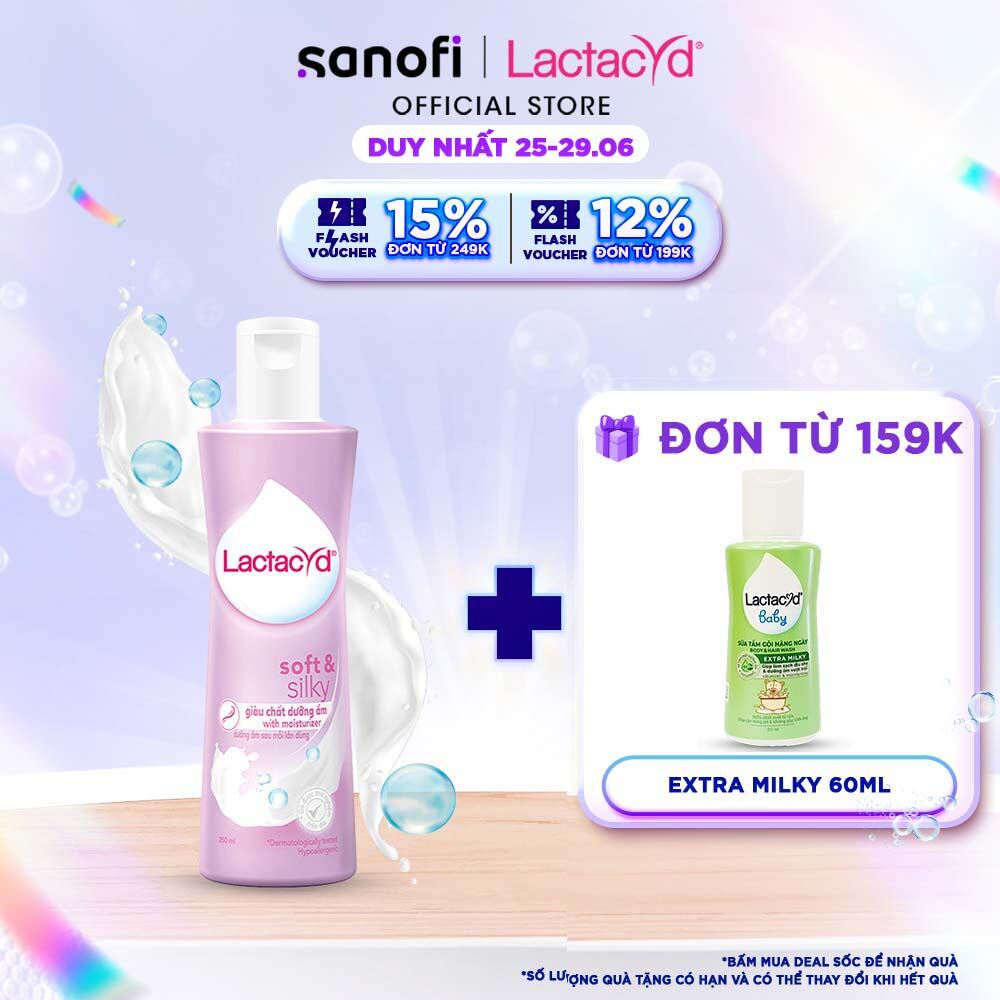 Dung Dịch Vệ Sinh Phụ nữ Lactacyd Soft & Silky Dưỡng Ẩm 250ml