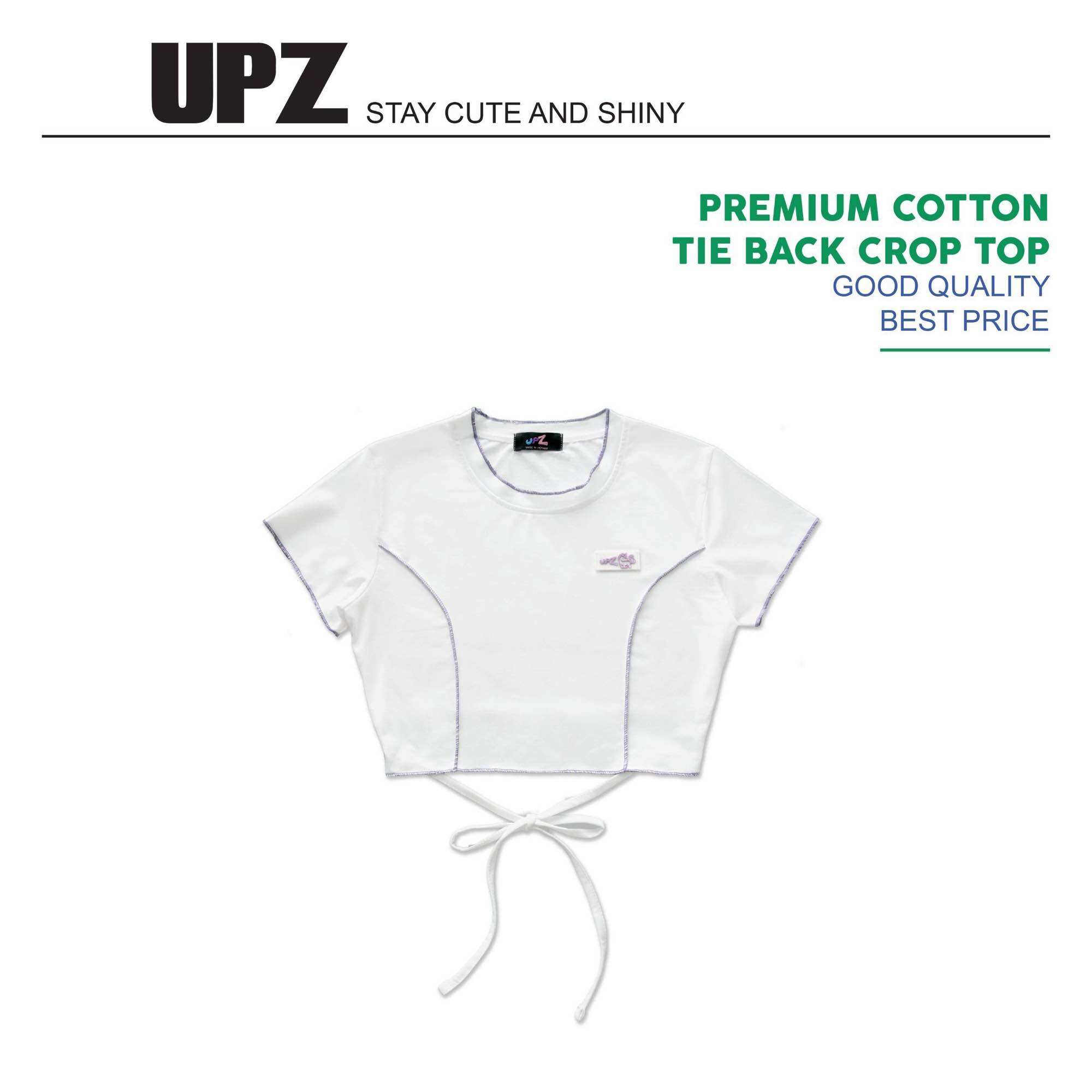 UPZ Áo Thun Croptop Cột Dây Lưng (3 Màu)