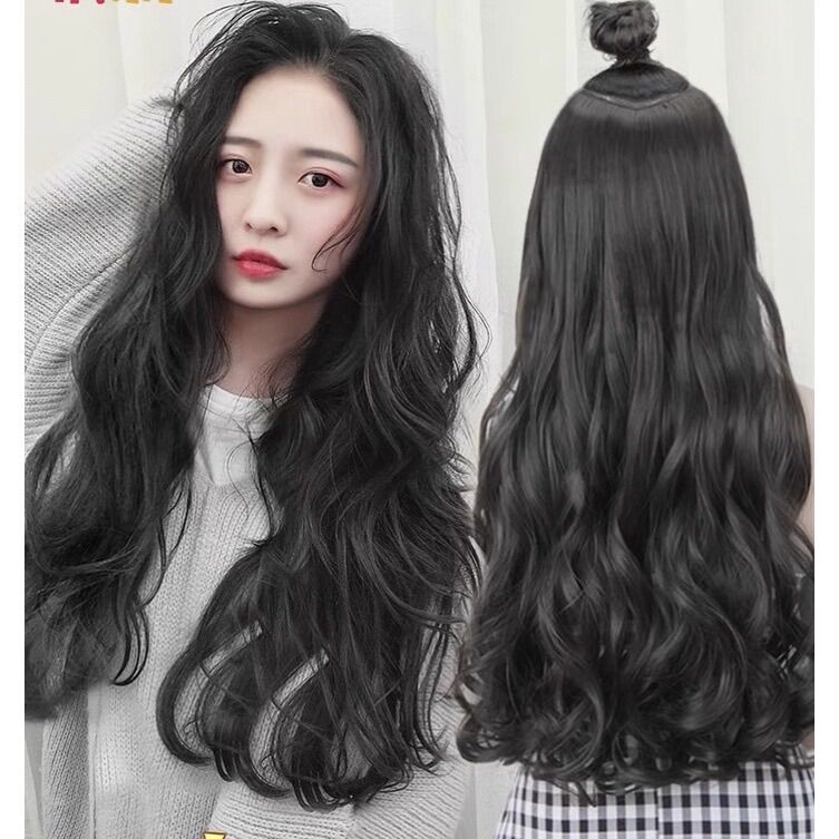 Tóc giả kẹp nữa đầu 6 phím xoăn ❇️