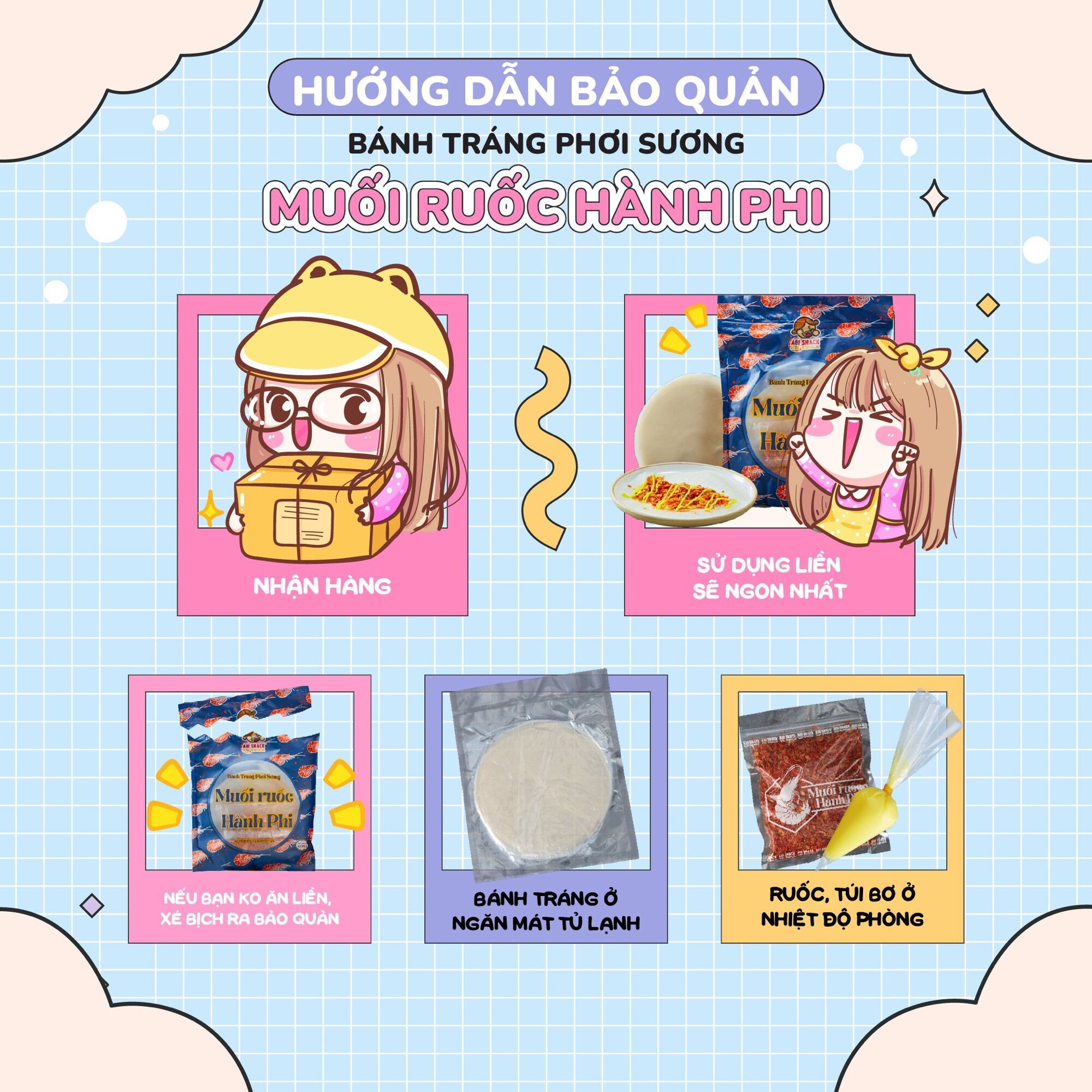 Bánh Tráng Phơi Sương Muối Ruốc Hành Phi - Abi Snack - 606gram