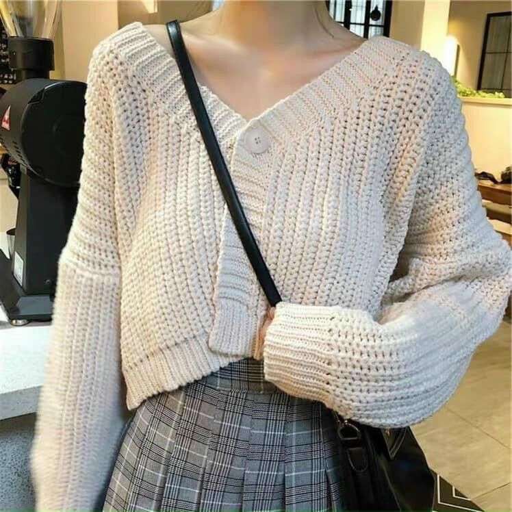 Áo khoác len cardigan 1 cúc siêu xinh