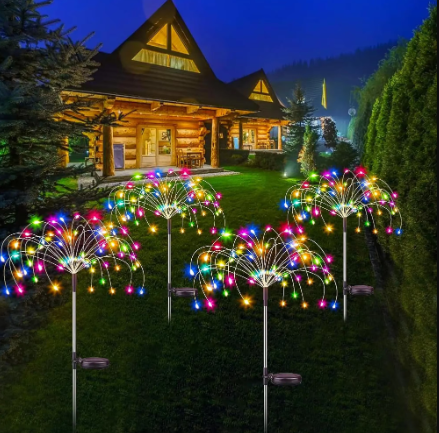 60 Đèn LED Năng Lượng Mặt Trời Pháo Hoa Cổ Tích Đèn Ngoài Trời Trang Trí Sân Vườn 8 Chế Độ Nhấp Nháy Bãi Cỏ Con Đường Sân Tiệc Giáng Sinh Đèn Cưới