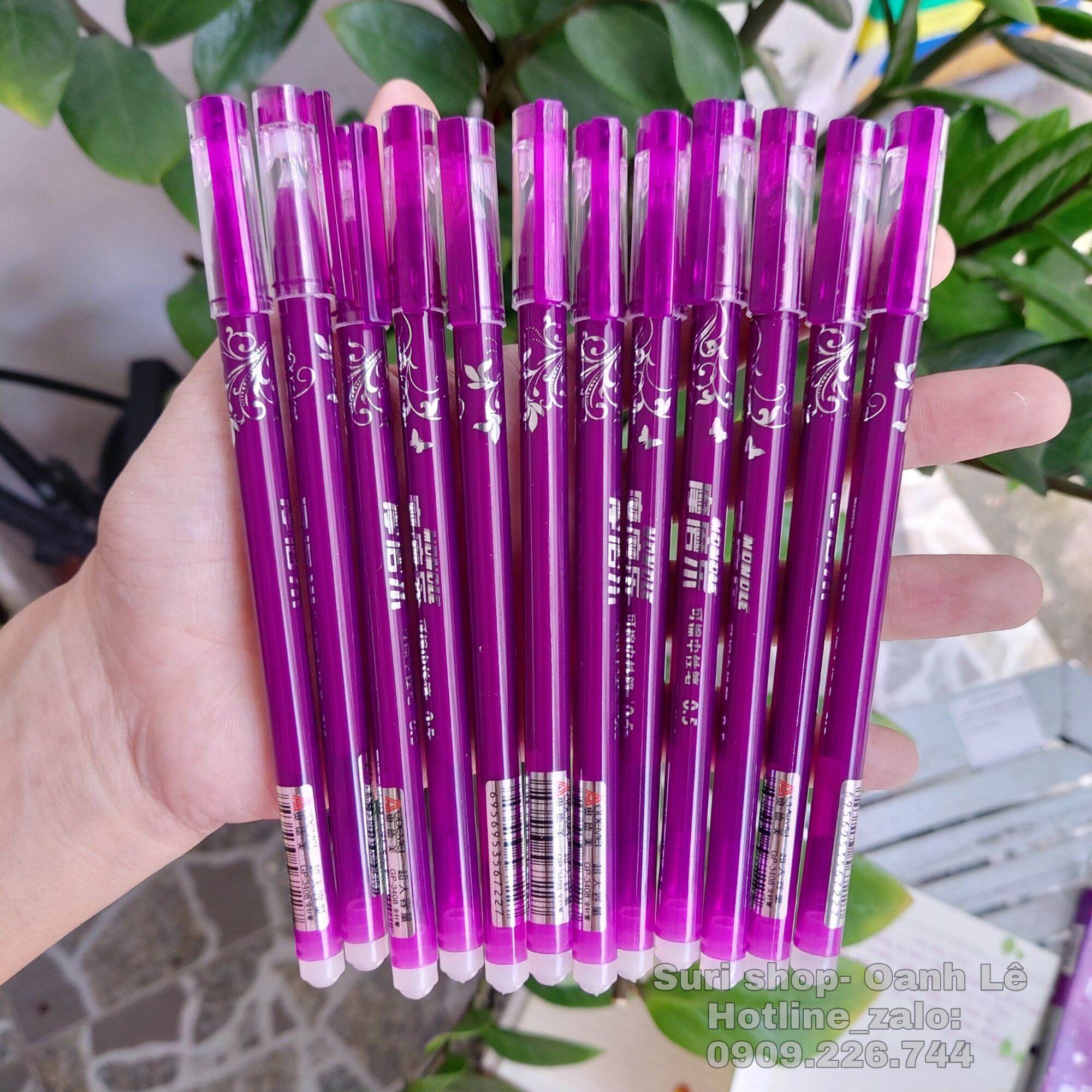 Hộp 12 cây bút gel mực tím xóa được Aodemei GP-3408 chính hãng dành cho học sinh tiểu học
