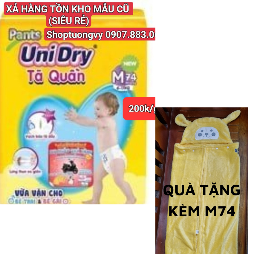 [XẢ HÀNG KÈM QUÀ TẶNG KHI MUA Combo 4goi M74 tặng CÂN ĐIỆN TỬ] Tã Quần Unidry Size M với gói 74 miếng hoặc Combo  10  cái hay 20 cái tùy theo nhu cầu người dùng