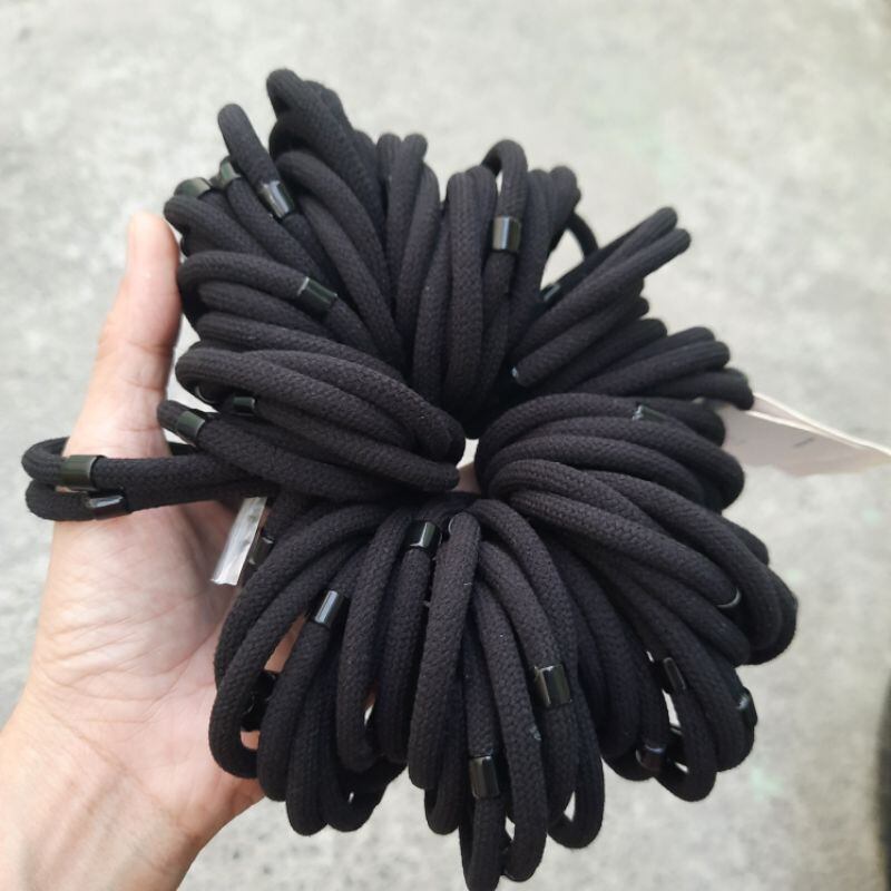 Túi 10 thun cột tóc 1 nút màu đen (5cm)