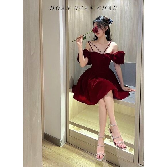 ĐẦM BIGSIZE 2S TRỄ VAI NHUNG MẶC 2 KIỂU(L-2XL)