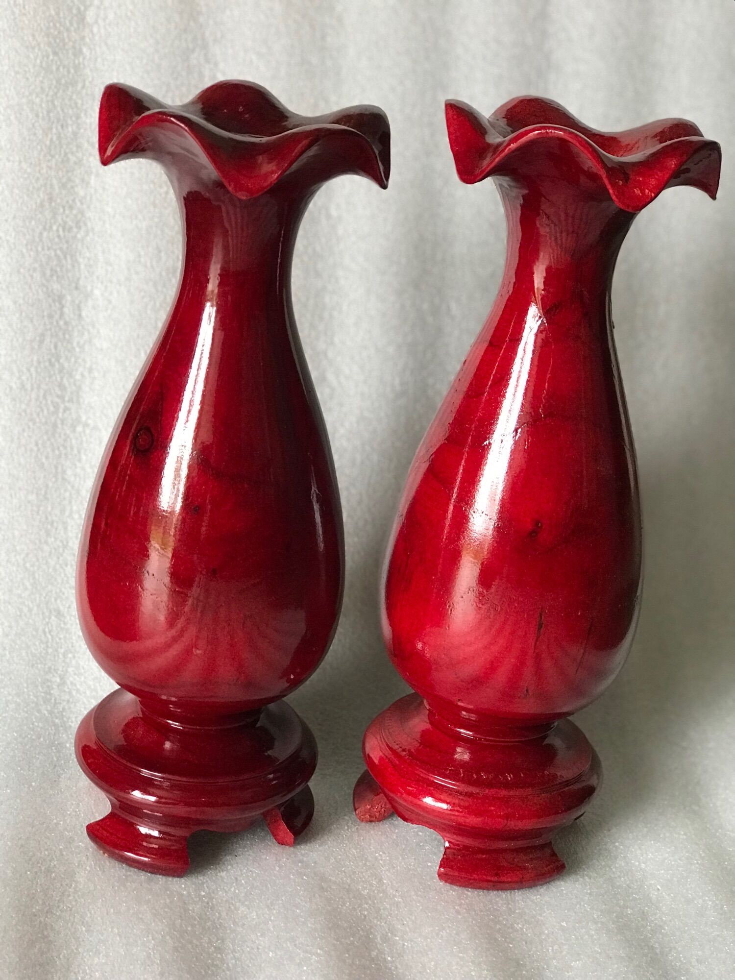 Một đôi bình hoa gỗ đẹp kt’9cm *30cm