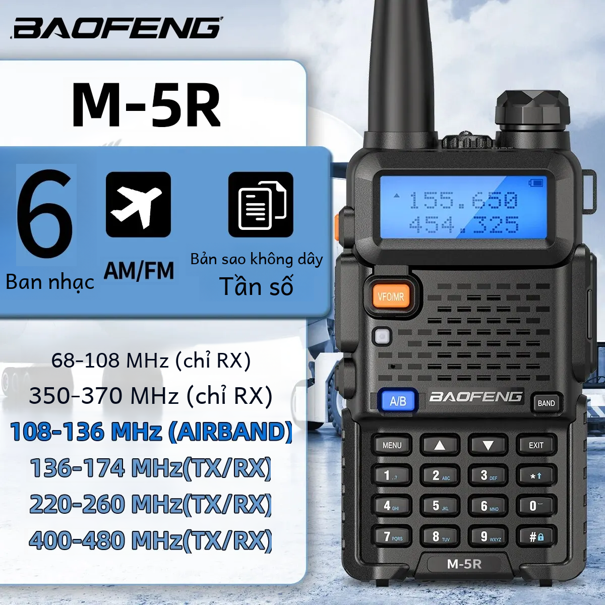 Baofeng Uv-5rx Pro Max Bộ Đàm Air Band Đài Phát Thanh Không Dây Tầm Xa 2 Chiều 6 Ban Nhạc Sao Chép Tần Số Chất Liệu Nhựa