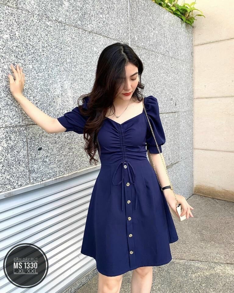 [Ảnh thật] 55-95kg Bigsize ĐẦM DÂY RÚT (MS1330)