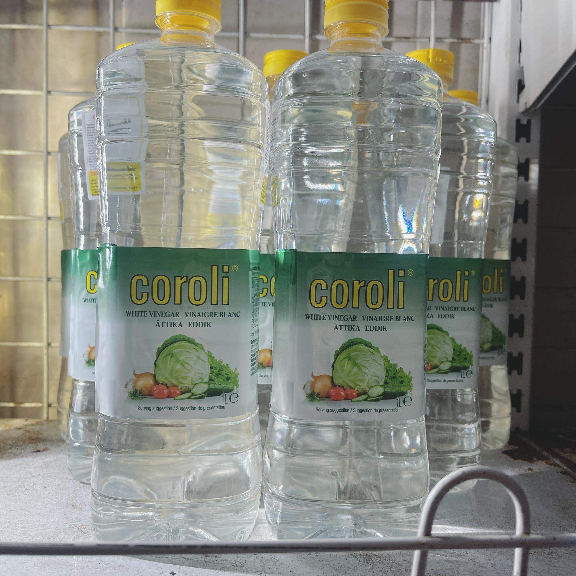 Dấm Trắng Hiệu Coroli 1L, thành phần gồm dấm 100%,.....,,,, Có thể sử dụng trực tiếp, dùng làm gia vị trong chế biến thực phẩm, pha nước chấm ngâm đồ chua,...