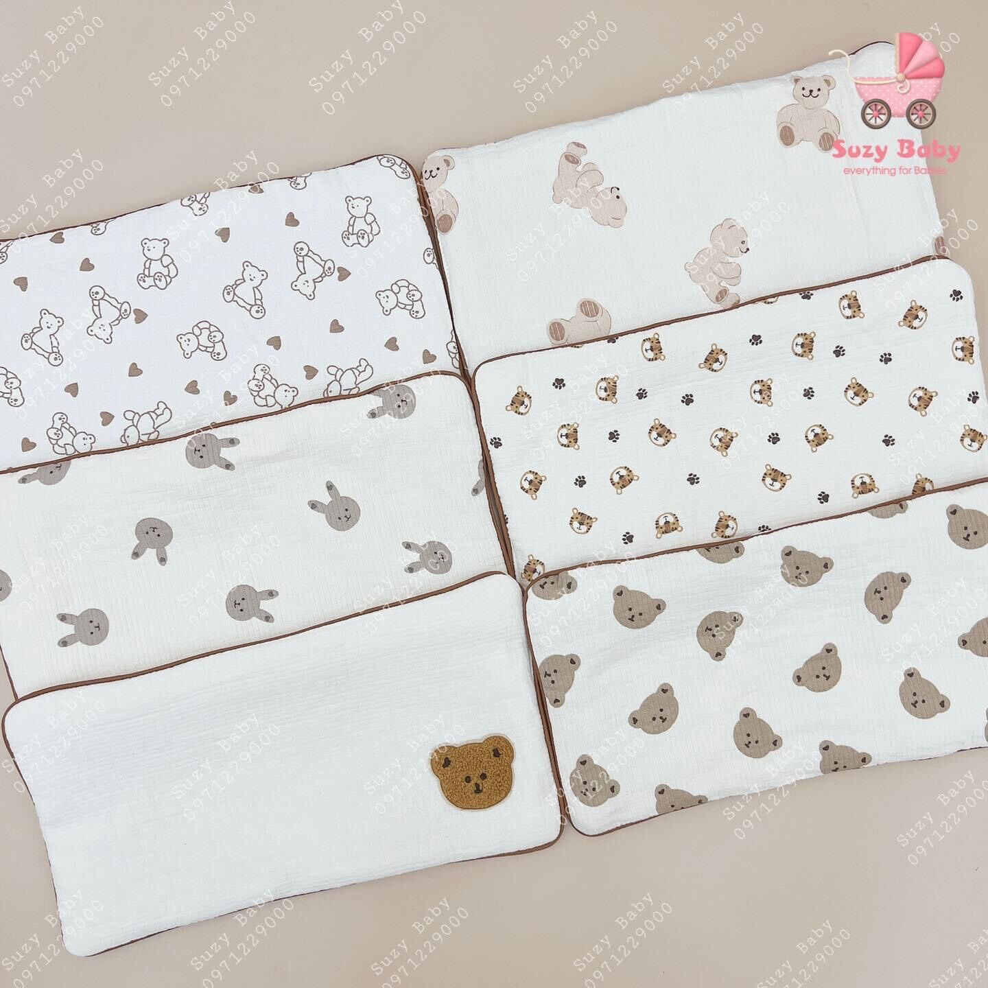 Gối xô organic hoạ tiết xuất hàn cho bé