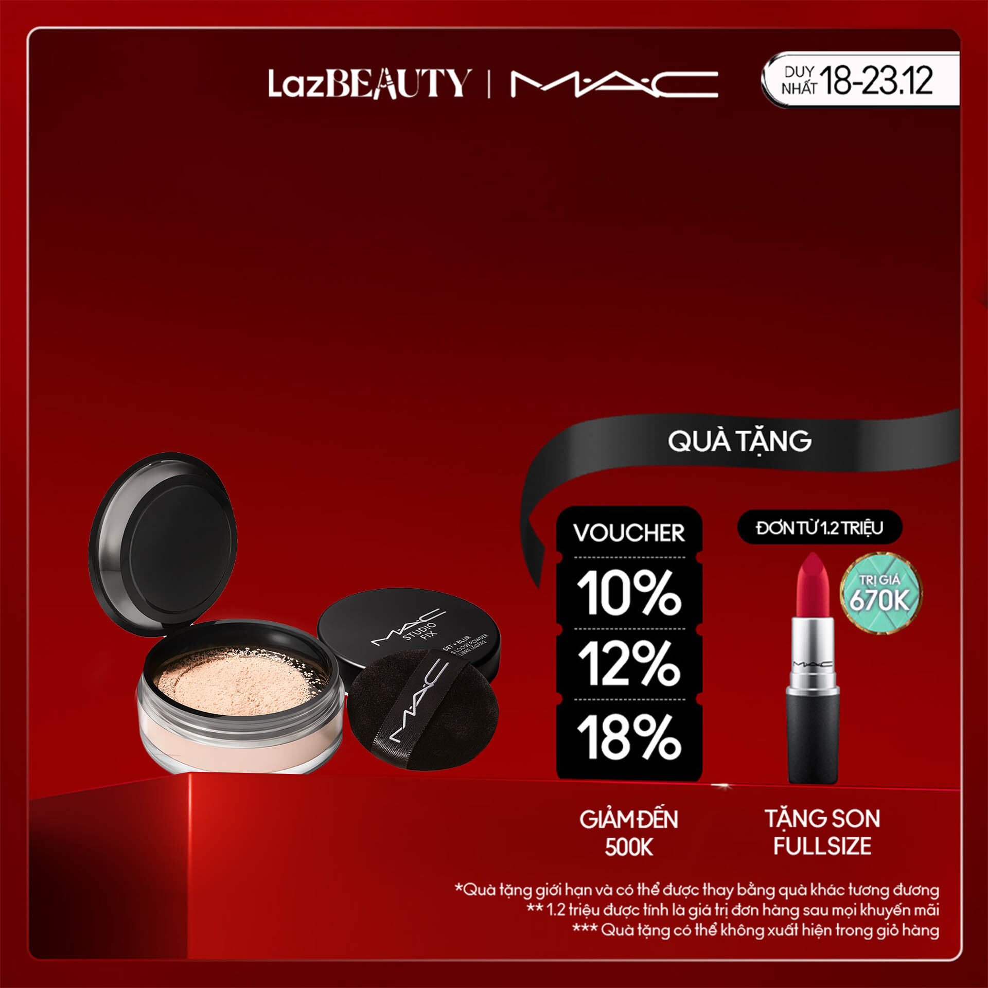 Phấn Phủ MAC Studio Fix Weightless Loose Powder - 6.5g Phấn phủ kiểm soát dầu cho da thường da dầu và da nhạy cảm - Che phủ nhẹ không gây mụn cho lớp nền hoàn hảo.