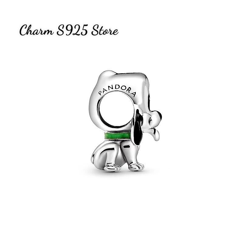 CHARM PAN ALE CÚN CON ĐEO NƠ XANH BẠC S925