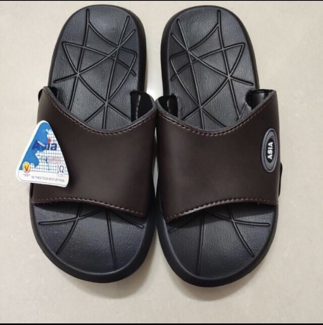 Dép da,dép da nam ASIA quai ngang giả da cao cấp- Hàng chính hãng- DME064