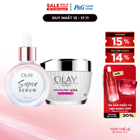 Combo 2 SUPER SERUM OLAY SỨC MẠNH TỪ 5 DƯỠNG CHẤT TRONG 1 - Chai 30ML Và Kem Dưỡng Ẩm OLAY LUMINOUS NIACINAMIDE AHA 50G