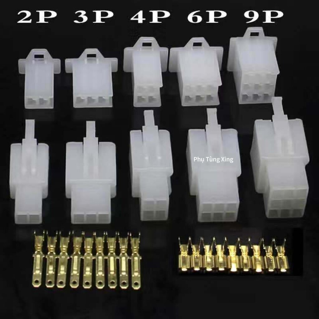 Cặp giắc 2.8mm nối dây điện 2p 3p 4p 6p 9p chống cháy dụng cho xe điện xe máy ôtô,jack nối dây điện,phụ kiện phụ tùng