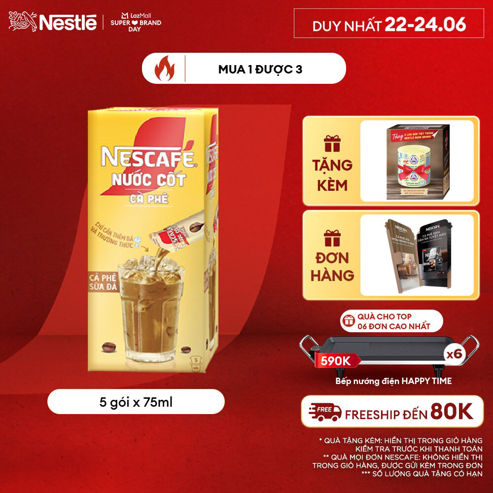 [ƯU ĐÃI THÁNG 6] NESCAFÉ Nước Cốt Cà Phê vị Café Sữa Đá (Hộp 5 Gói)-FUJJI