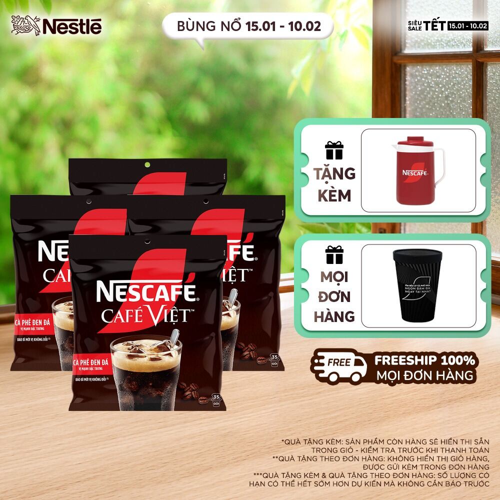 [ƯU ĐÃI THÁNG 2] [FREESHIP HCM] Combo 4 Túi Cà phê hòa tan NESCAFÉ Café Việt Cà phê đen đá (Túi 35 g